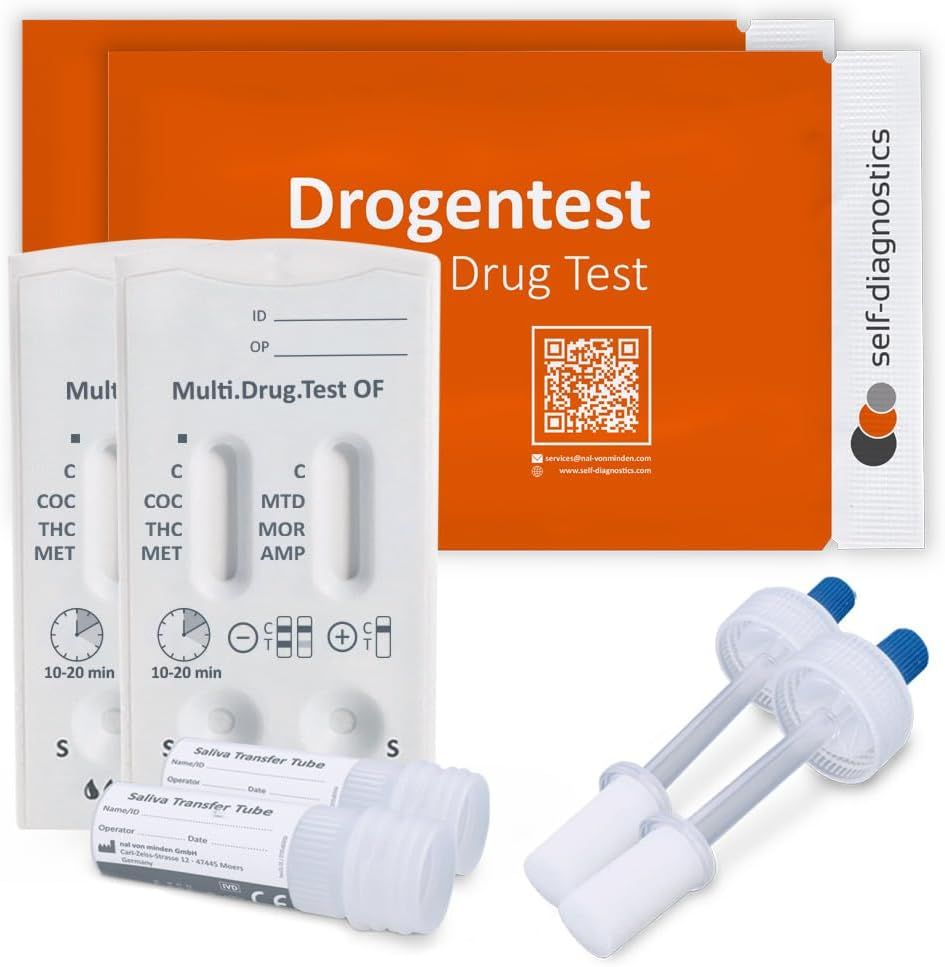 Kit de test de dépistage. Comprend des cassettes de test, des tubes d'échantillon et des instructions.