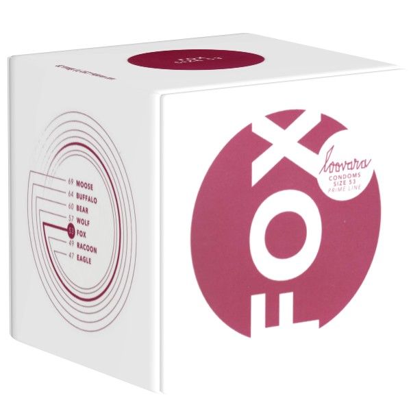 Boîte cube blanche pour préservatifs Loovara, taille 53mm Fox.