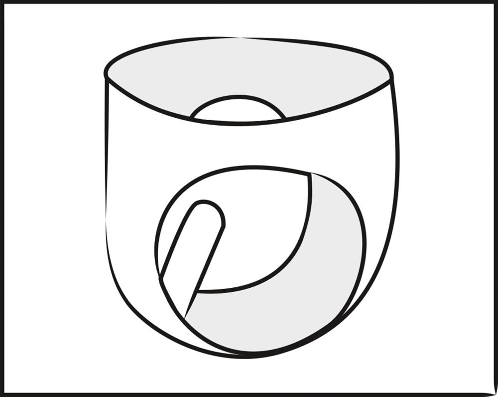 Schematische weergave van een latex slip met geïntegreerde plug.
