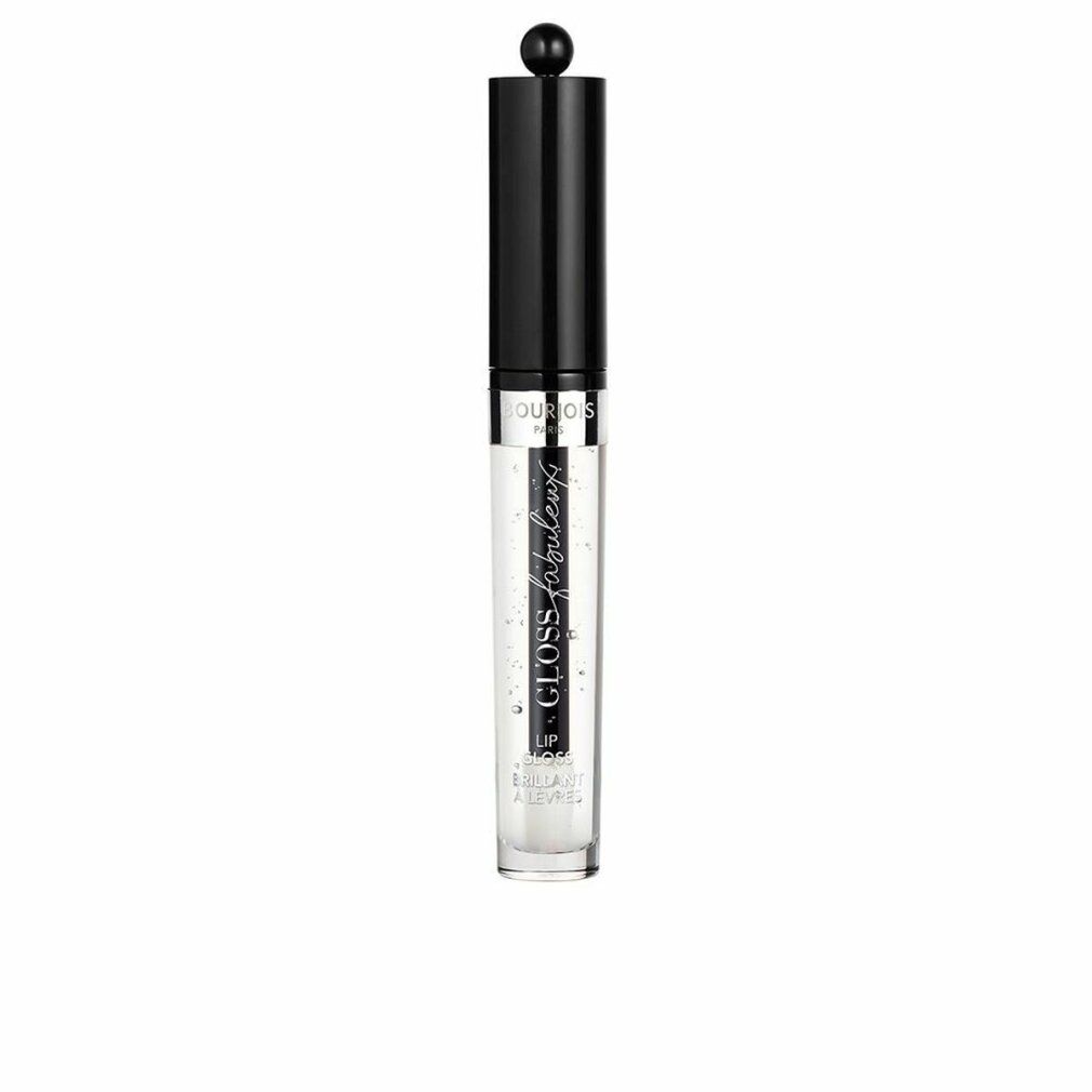 Gloss à lèvres transparent en tube transparent avec bouchon noir. Inscription: Gloss Fabuleux.