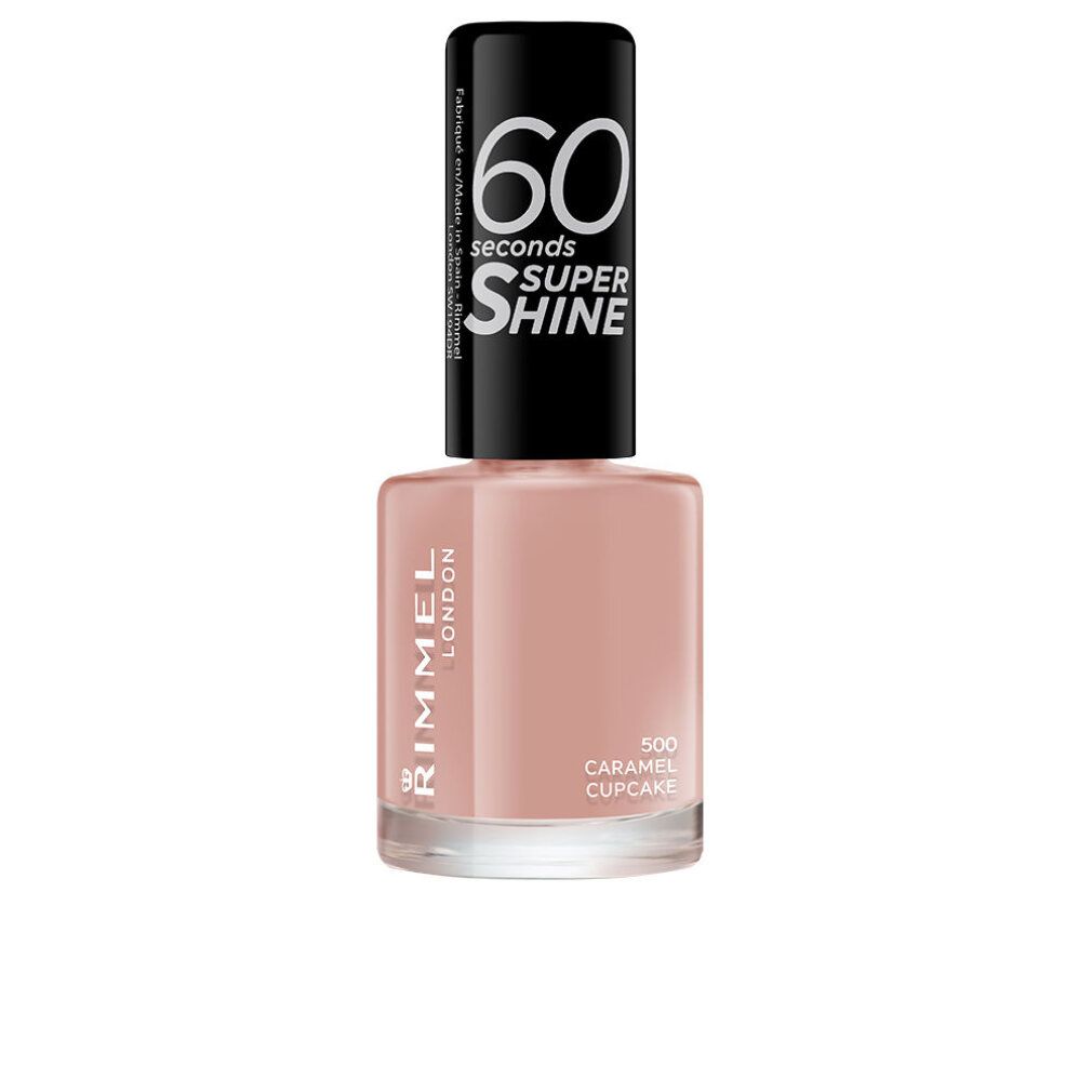 Nagellakflesje met dop. Opschrift: 60 seconds Super Shine. Kleur: Caramel Cupcake.