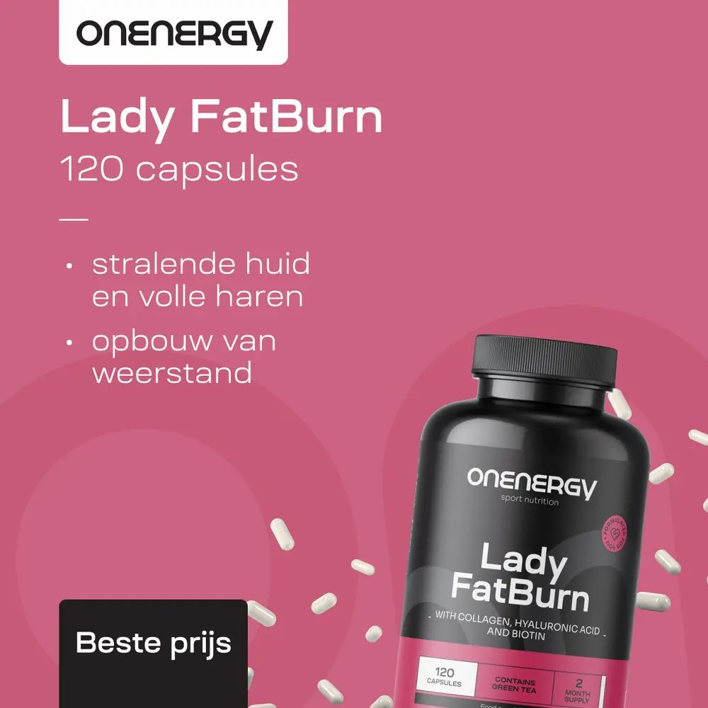 Pot OnEnergy Lady FatBurn, 120 capsules. "Stralende huid, volle haren, opbouw van weerstand."