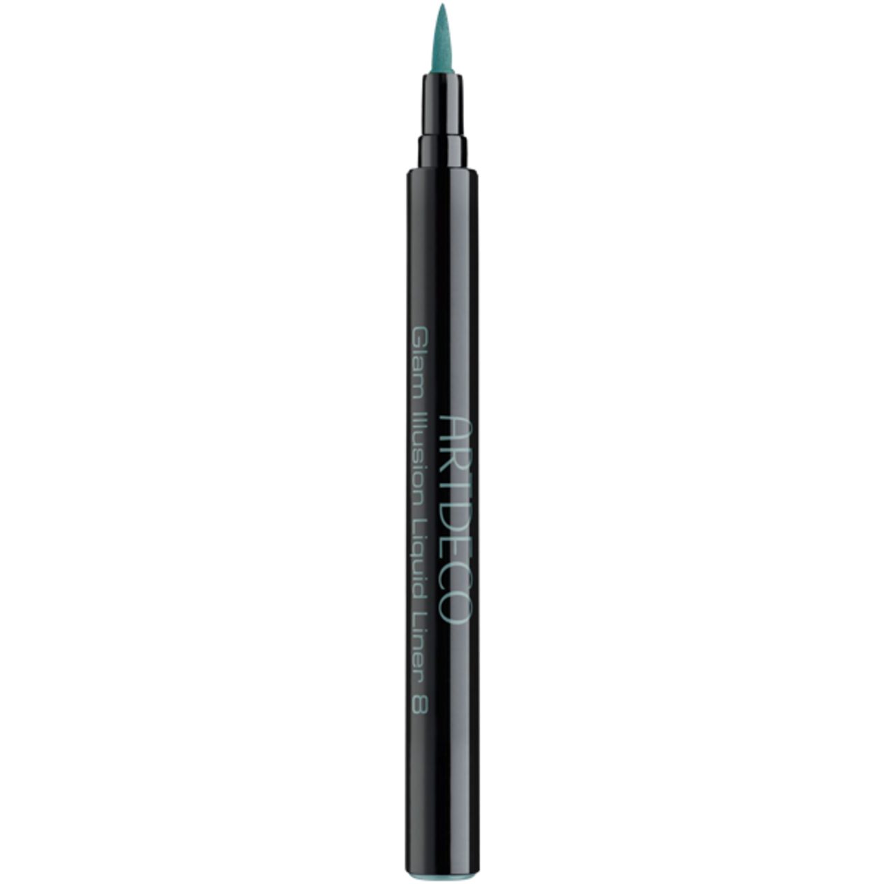 Artdeco Glam Illusion Liquid Liner met groene punt. Zwarte pen met tekst. Punt omhoog.