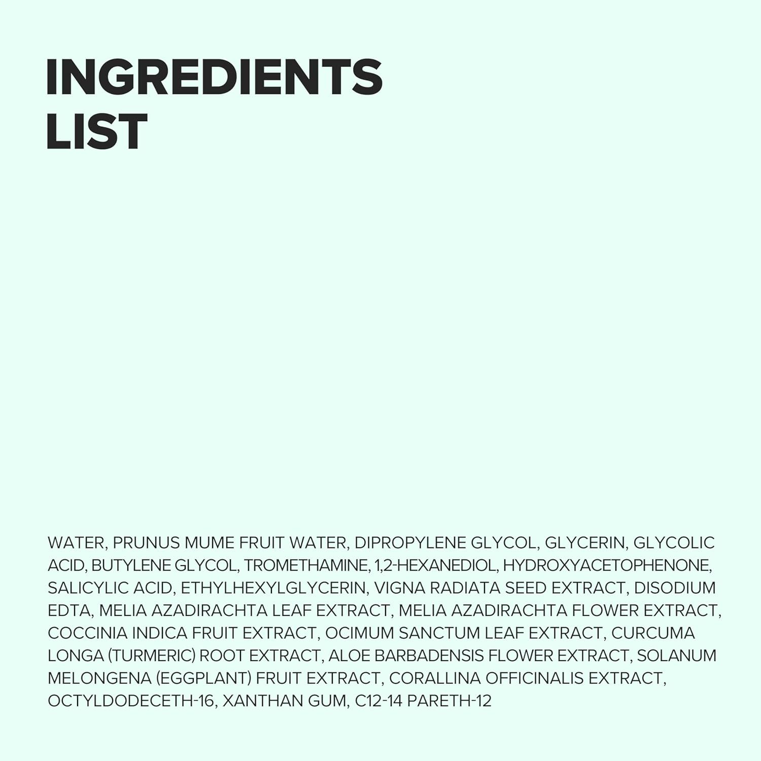 Texte : LISTE DES INGRÉDIENTS. Liste des ingrédients en petits caractères sur fond clair.