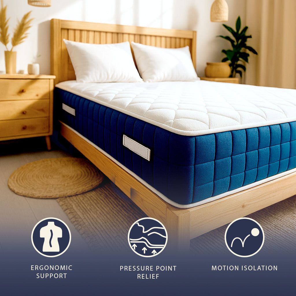 The White Stone Matras 90x190 cm, Hoogte 30 cm, met Pocketveren en Memory Foam