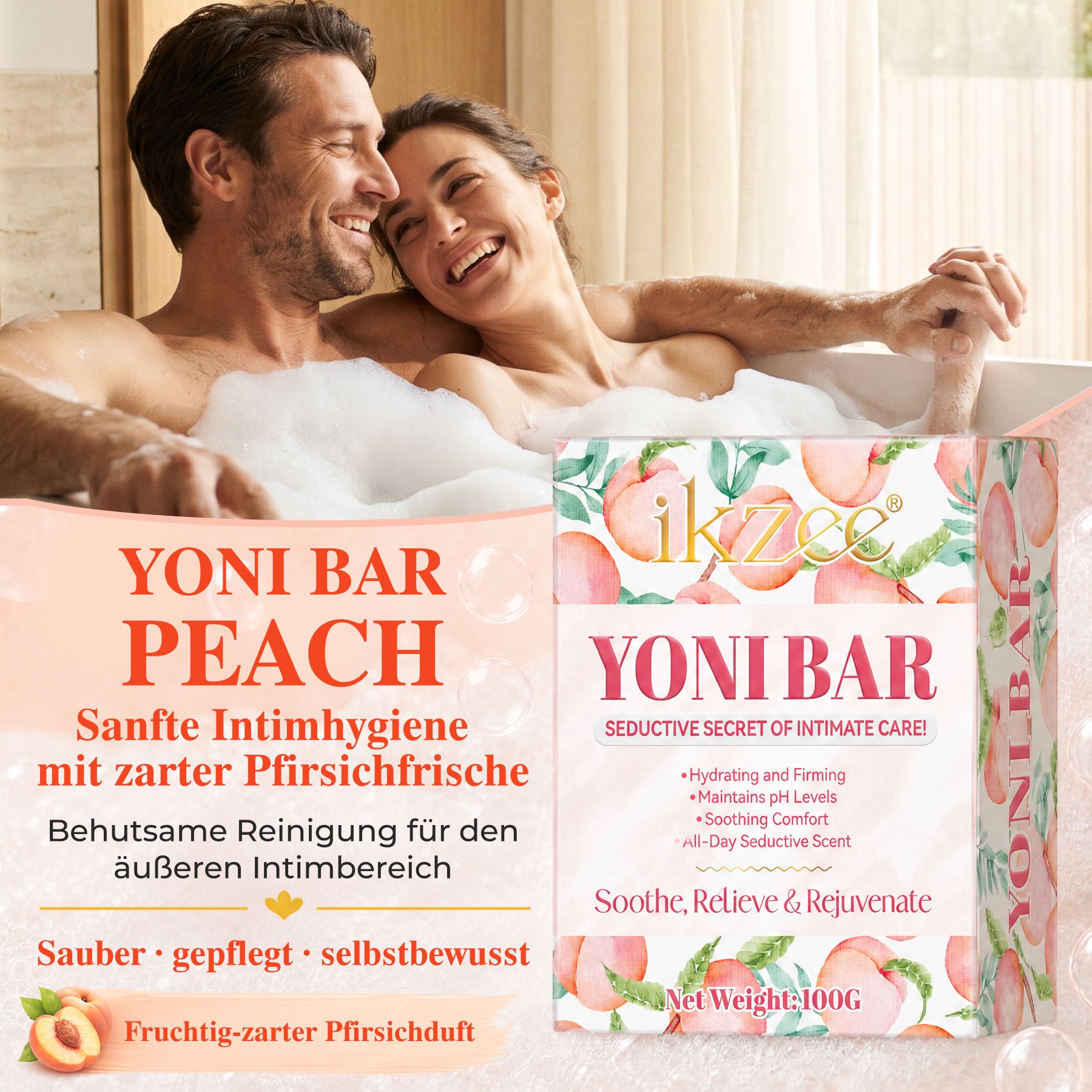 Verpakking Yoni Bar Perzik, 100g.