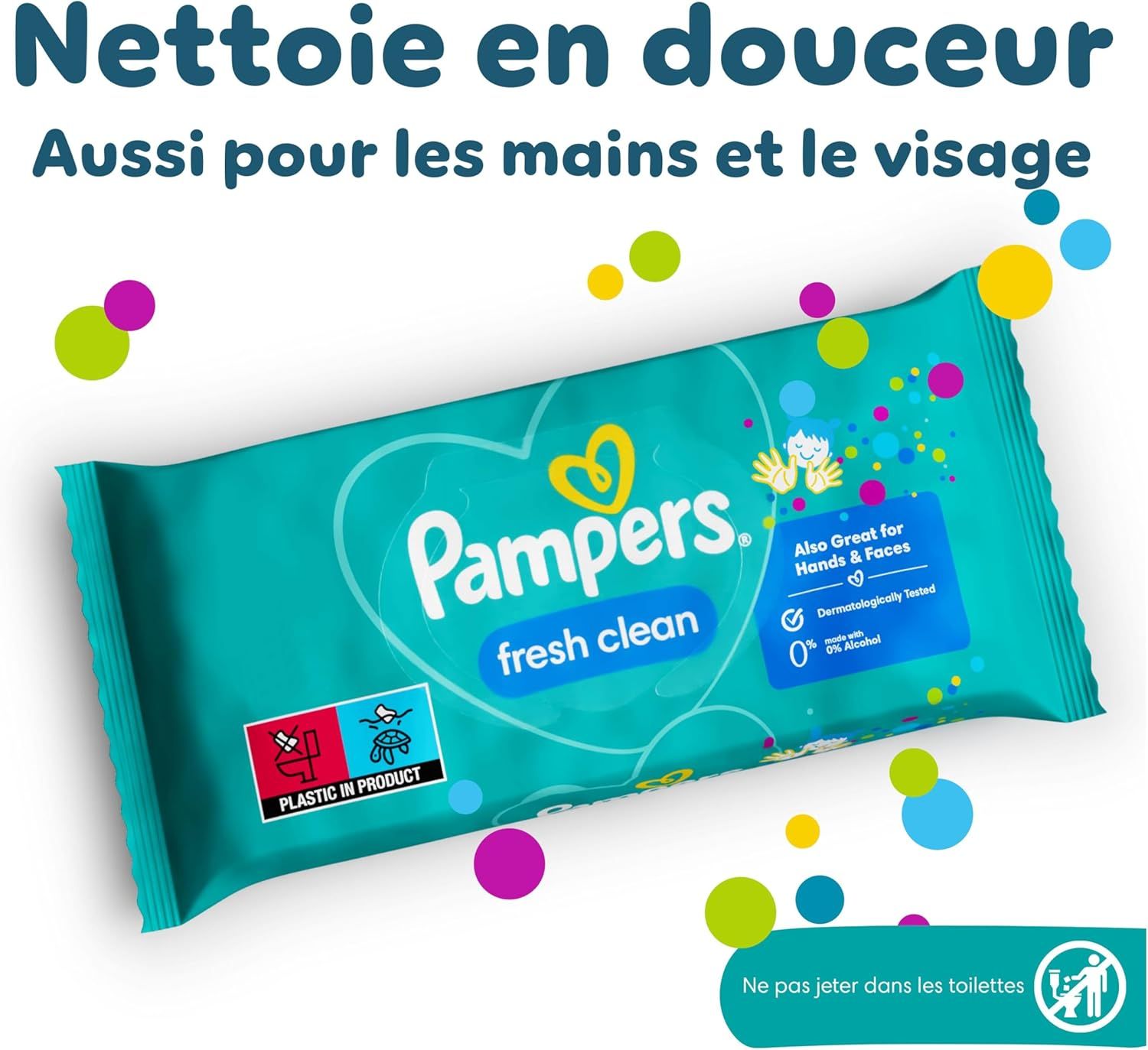 Pampers Fresh Clean : Nettoyage doux mains et visage.
