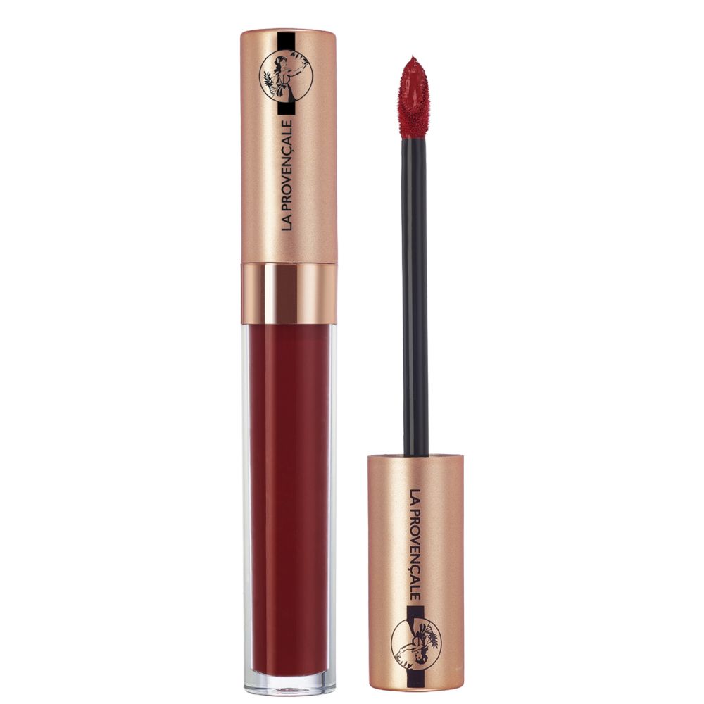 Rouge à lèvres liquide avec capuchon doré et applicateur noir. Inscription: La Provençale.