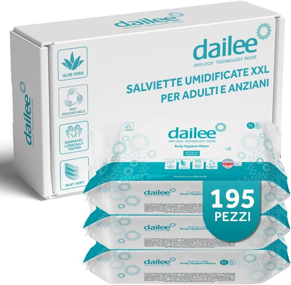 Dailee Lingettes Humides pour Adultes et Seniors XXL