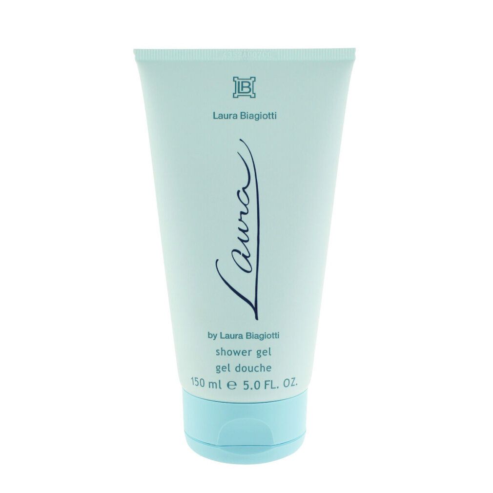 Laura Biagiotti Douchegel in een lichtblauwe tube met lichtblauwe dop. 150 ml.