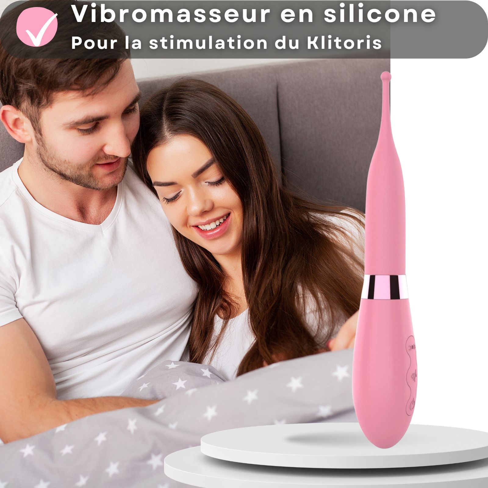 Vibrateur rose avec bille de stimulation. Silicone et ABS. 20cm long, 2,5cm diamètre. Rechargeable USB. 10 modes.