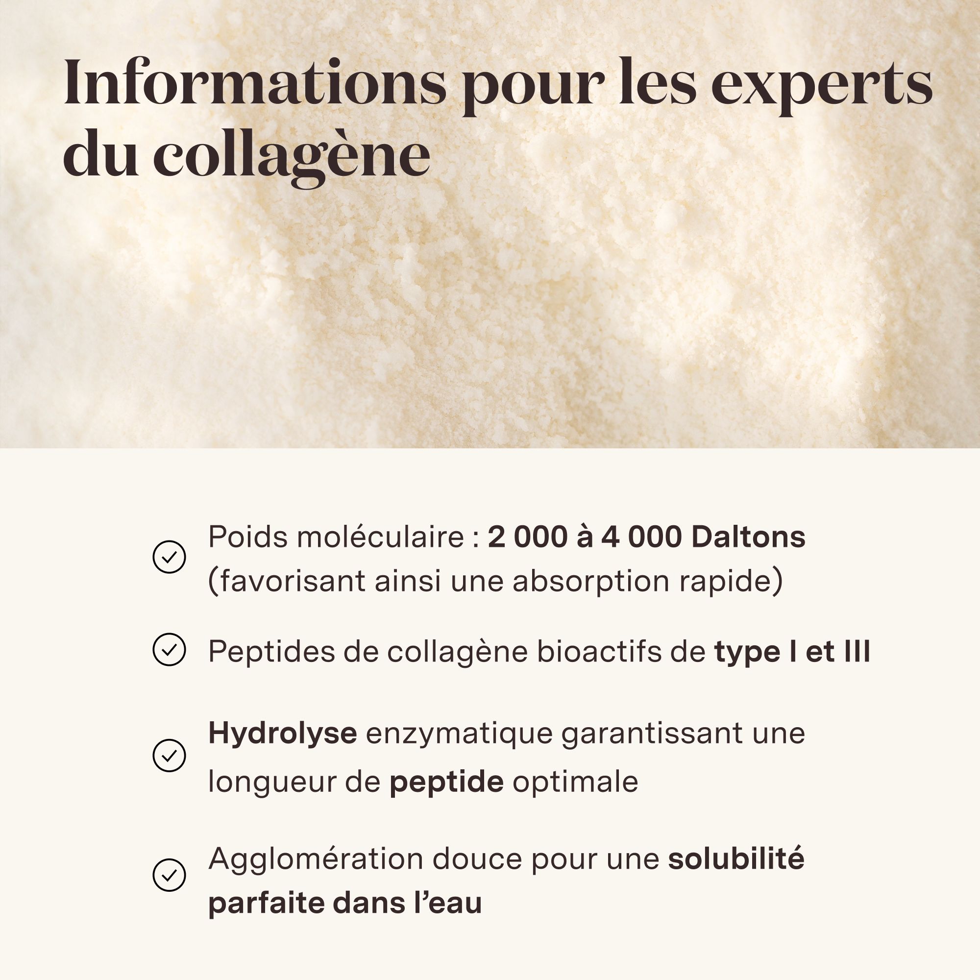 Informatie voor experts over Glow25 collageen. Moleculair gewicht, peptiden.