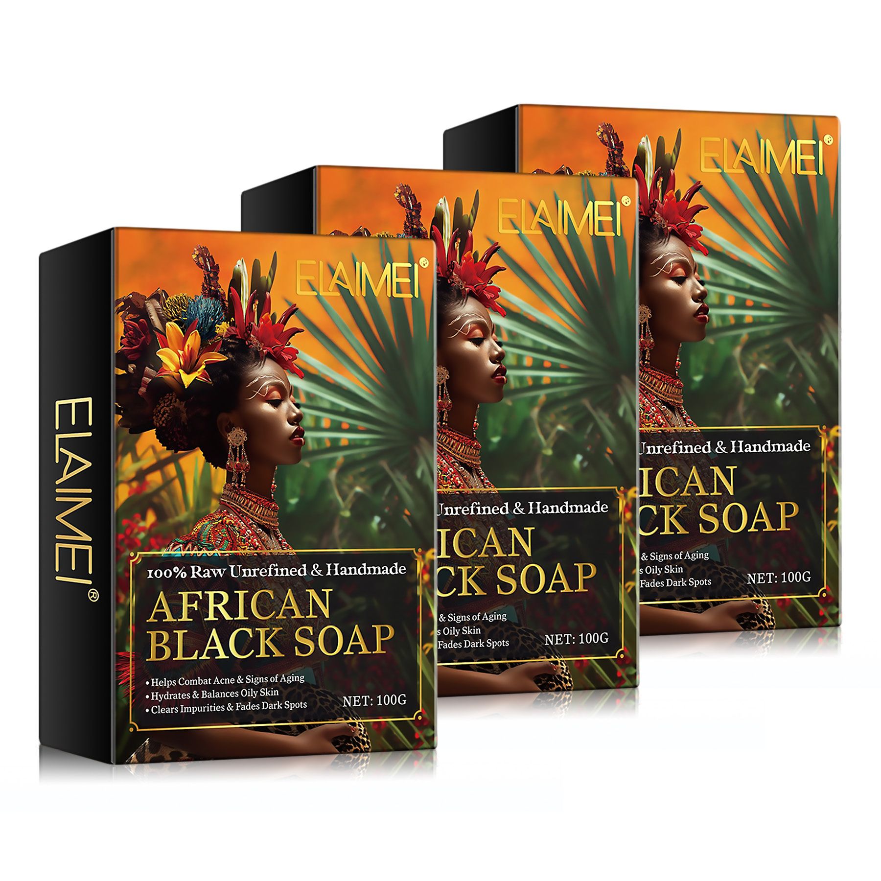 Aliver Savon noir africain naturel pour le soin de la peau