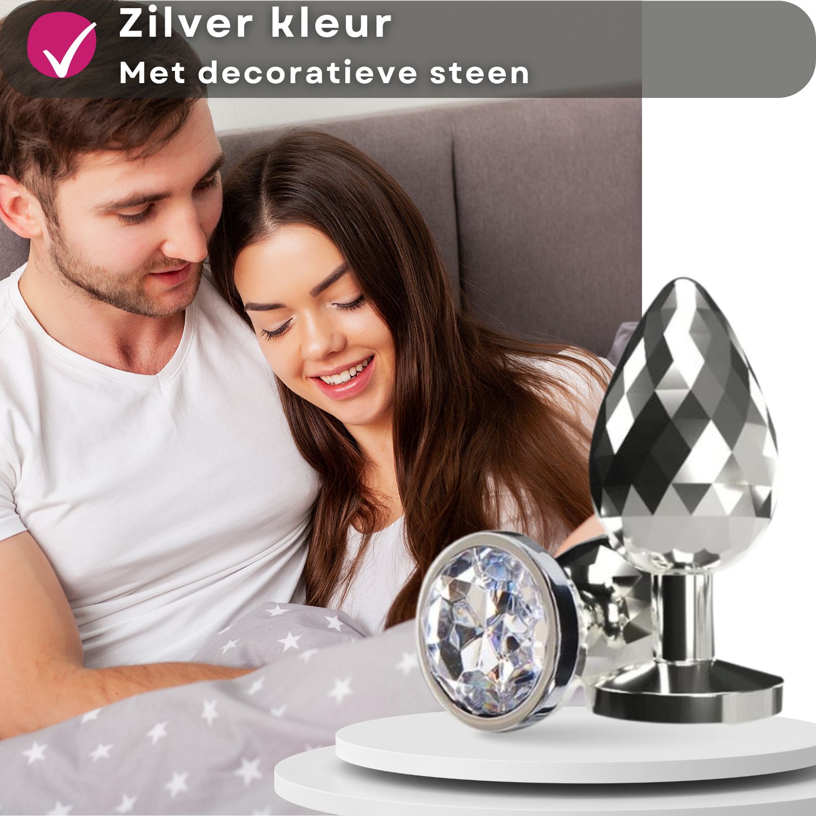Lovelyness - Anale plug met decoratieve steen van metaal M - Diamant
