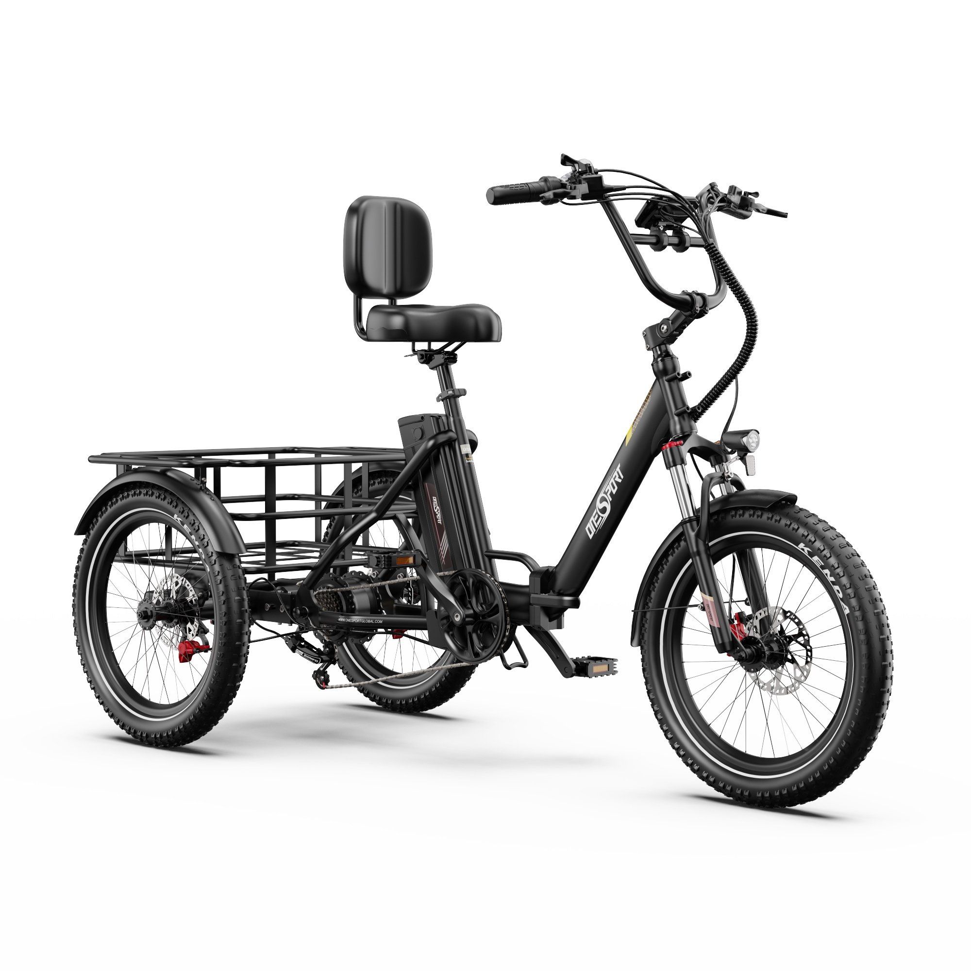 ONESPORT OT30 PRO Vélo cargo électrique à trois roues- Moteur 500 W, batterie 48 V 18 Ah