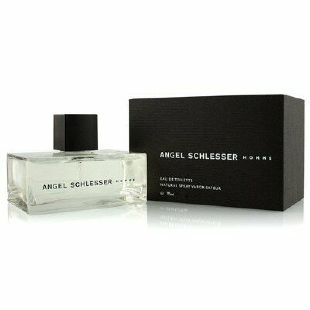 Flacon Angel Schlesser Homme Eau de Toilette à côté de sa boîte noire.