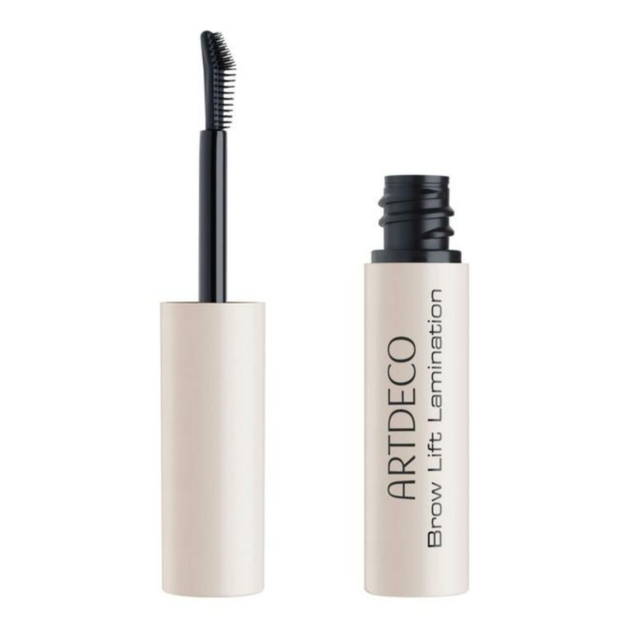 Artdeco Brow Lift Lamination. Witte tube met zwarte borstel. Productnaam en logo gedrukt.