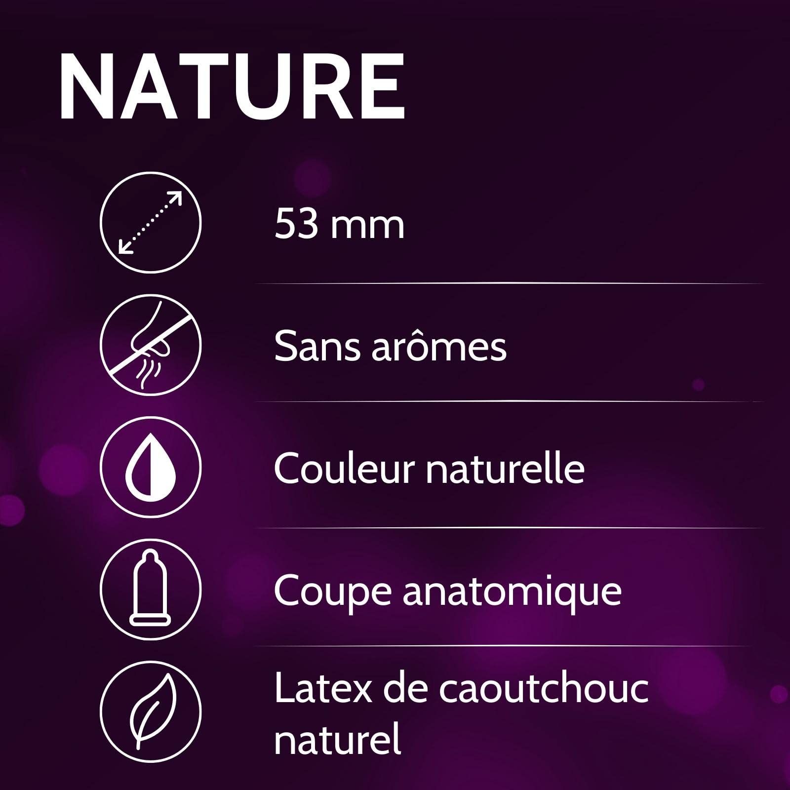 Vibratissimo Nature : 53mm, sans arômes, couleur naturelle, anatomique, latex naturel.