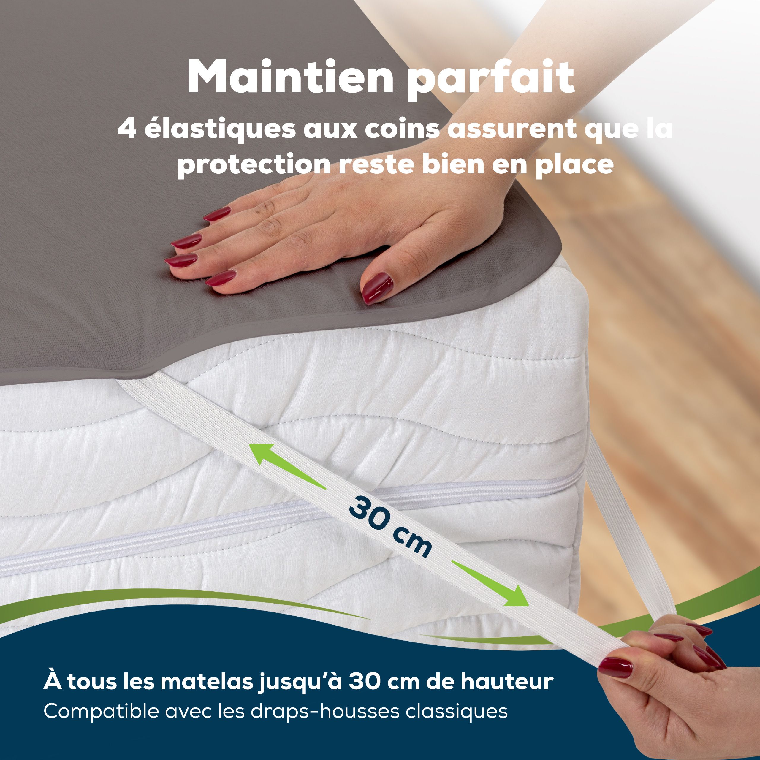 Sensalou protège-matelas d’incontinence 90 x 200 en gris