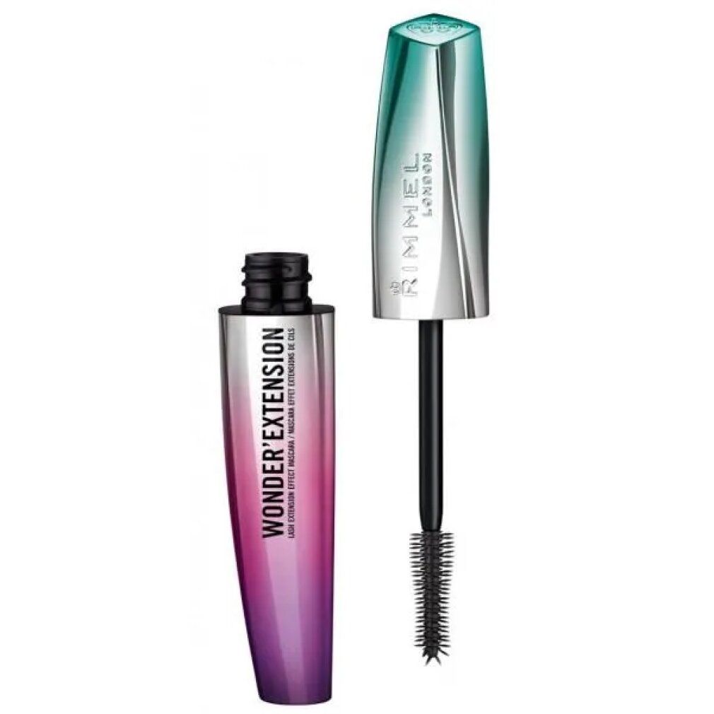 Rimmel London Wonder'Extension Mascara geopend. Borstel en houder met kleurovergang.