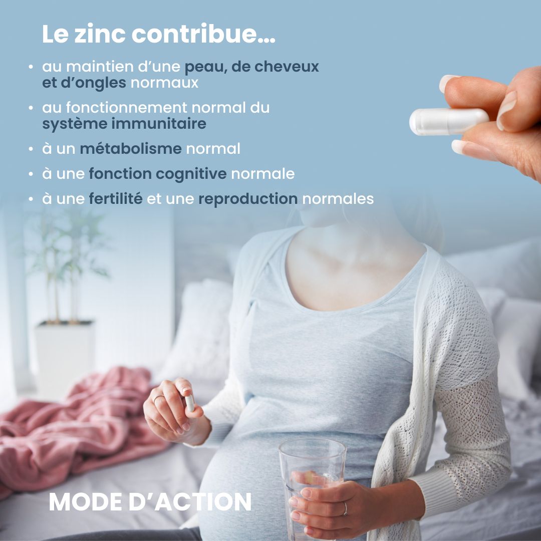 Femme enceinte prenant une gélule de zinc.