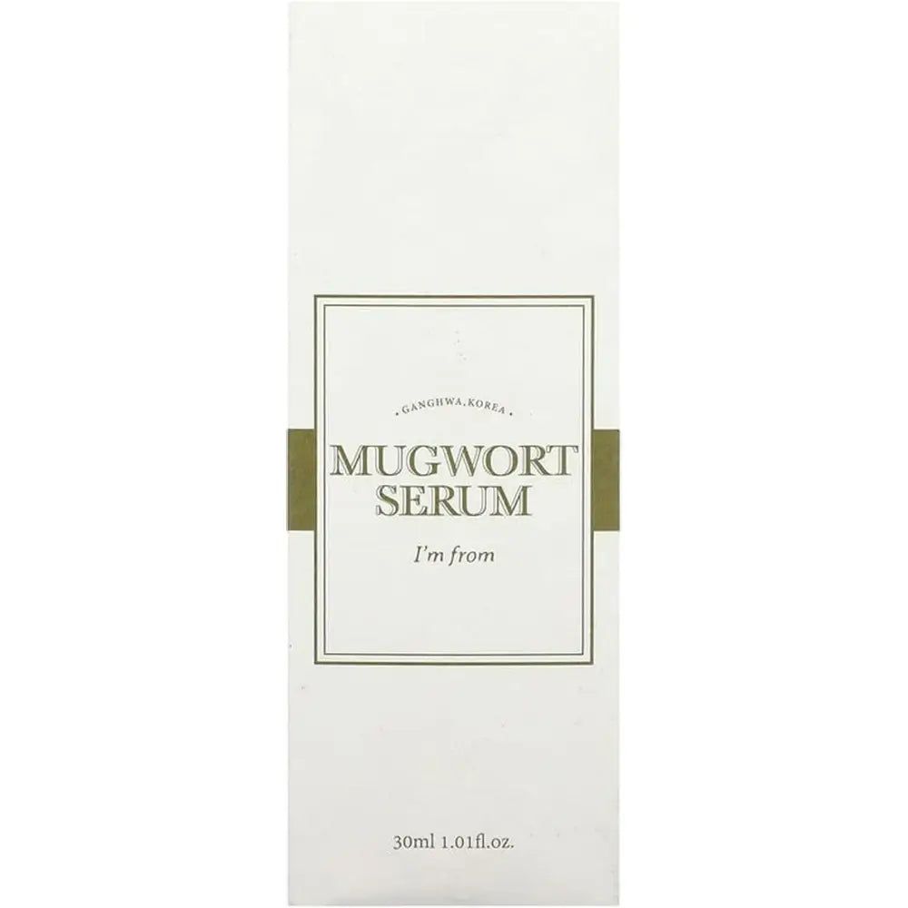 Witte verpakking met "Mugwort Serum". Merk "I'm from". Onder: 30ml 1.01 fl.oz.
