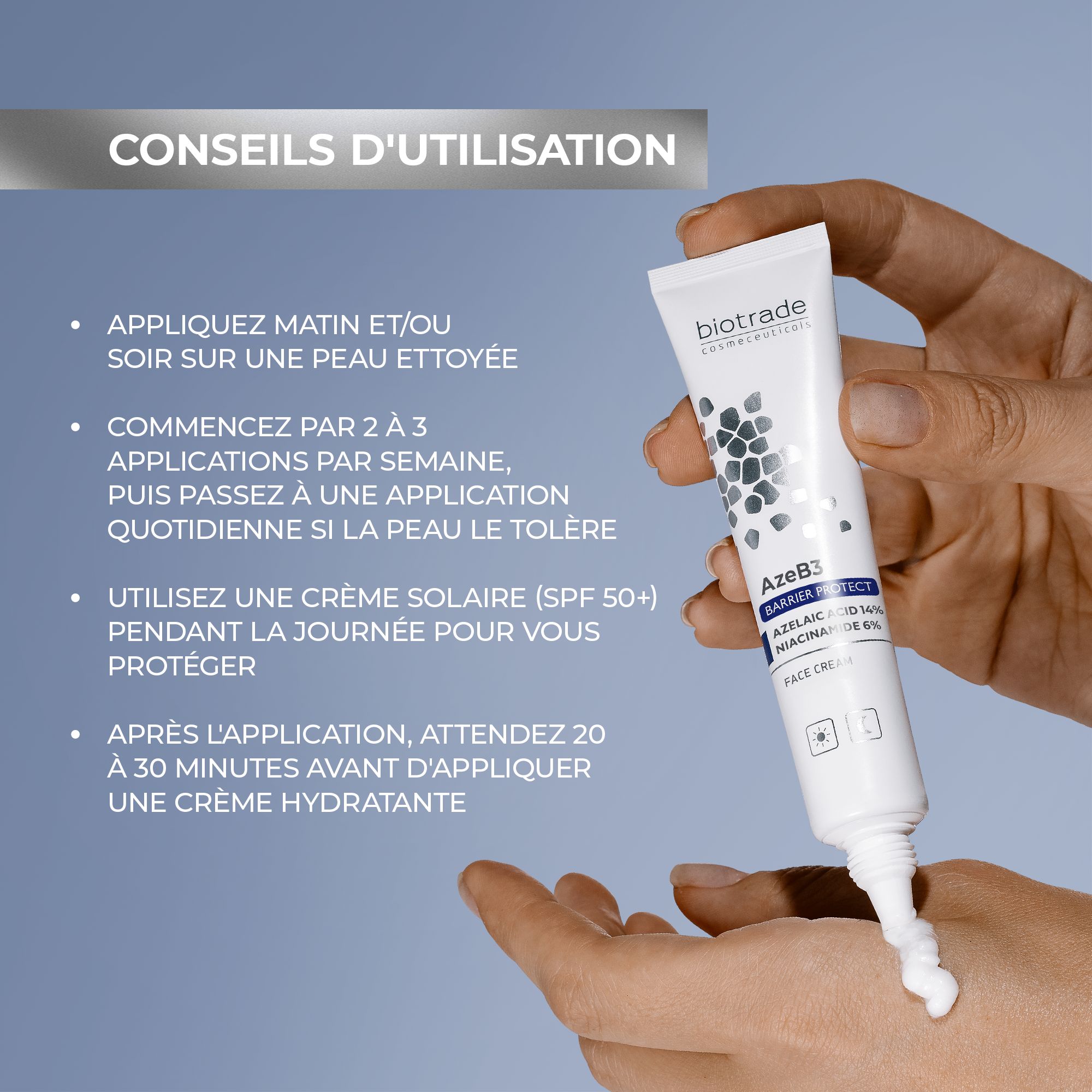 Biotrade AzeB3 Barrier Protect Intensieve verzorgingscrème met azelaïnezuur 14% en niacinamide 6%