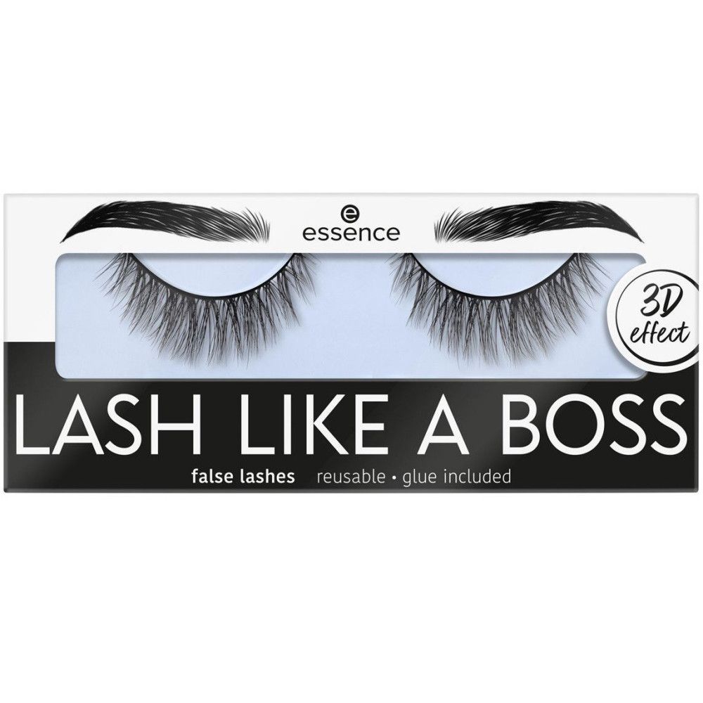 Emballage de faux cils. Nom du produit : LASH LIKE A BOSS. Marque : essence. Colle incluse.