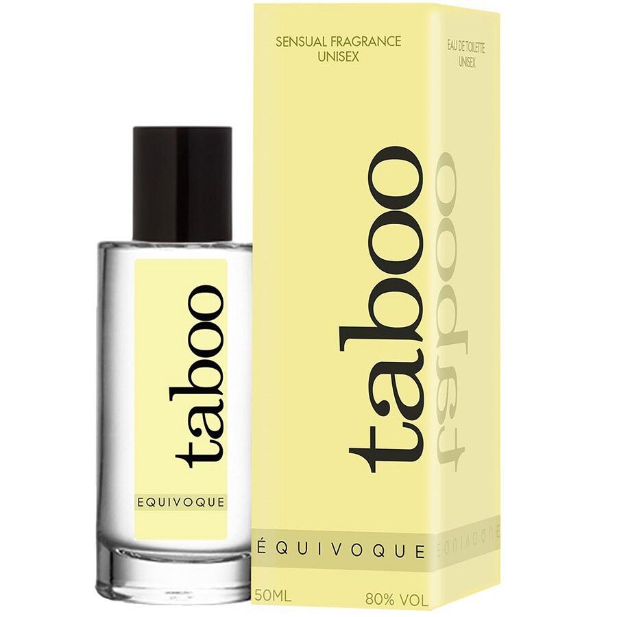 Eau de Toilette Taboo Equivoque Unisex, 50ml, 80% Vol. in lichtgeel.