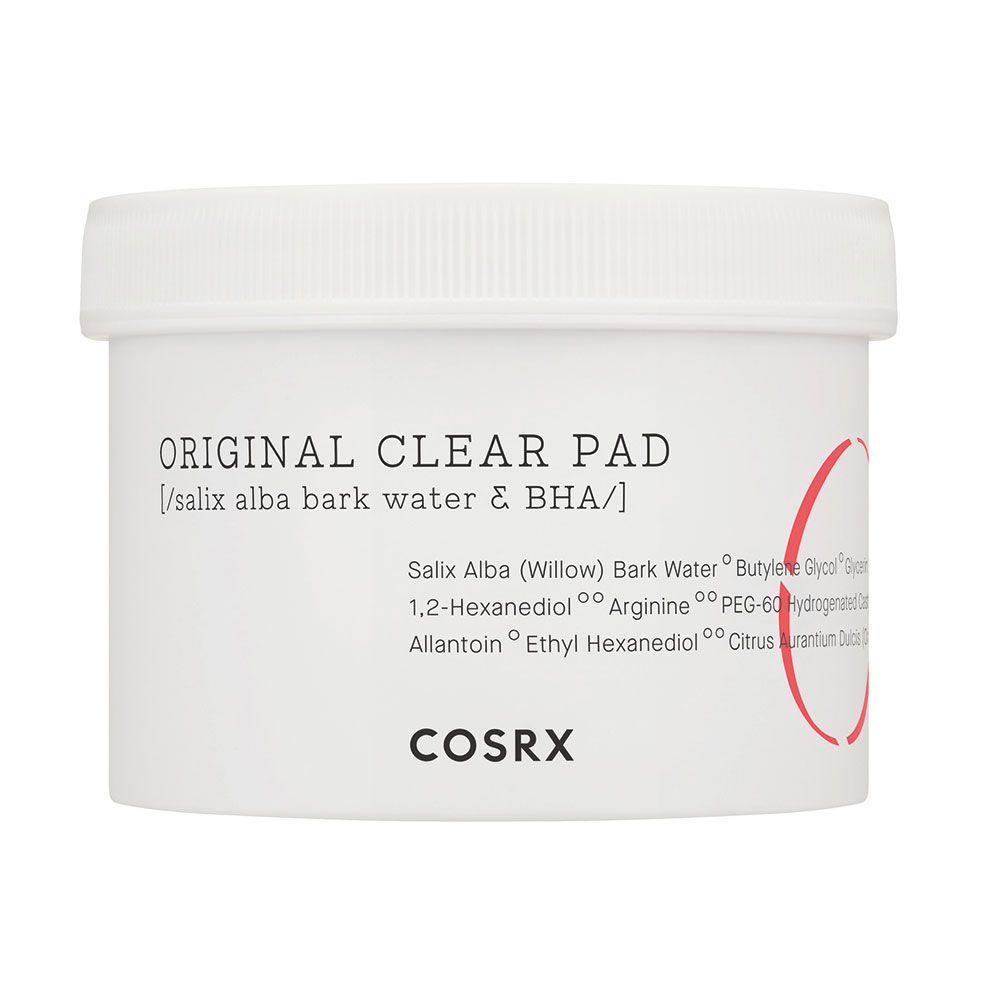 Pot COSRX Original Clear Pad avec liste des ingrédients et nom de marque.