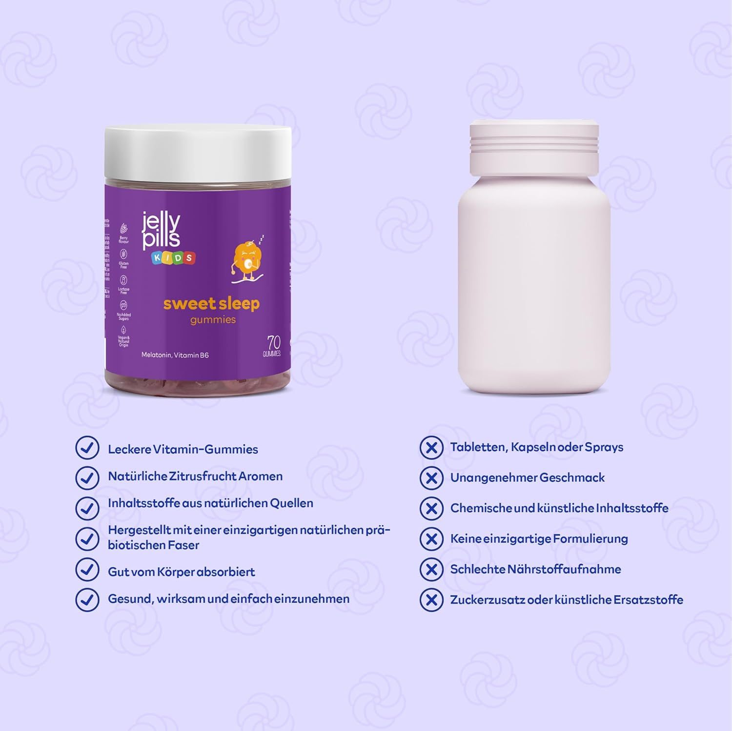 Comparaison des Jelly Pills Sweet Sleep Kinder Gummies avec des alternatives comme les comprimés ou les sprays.