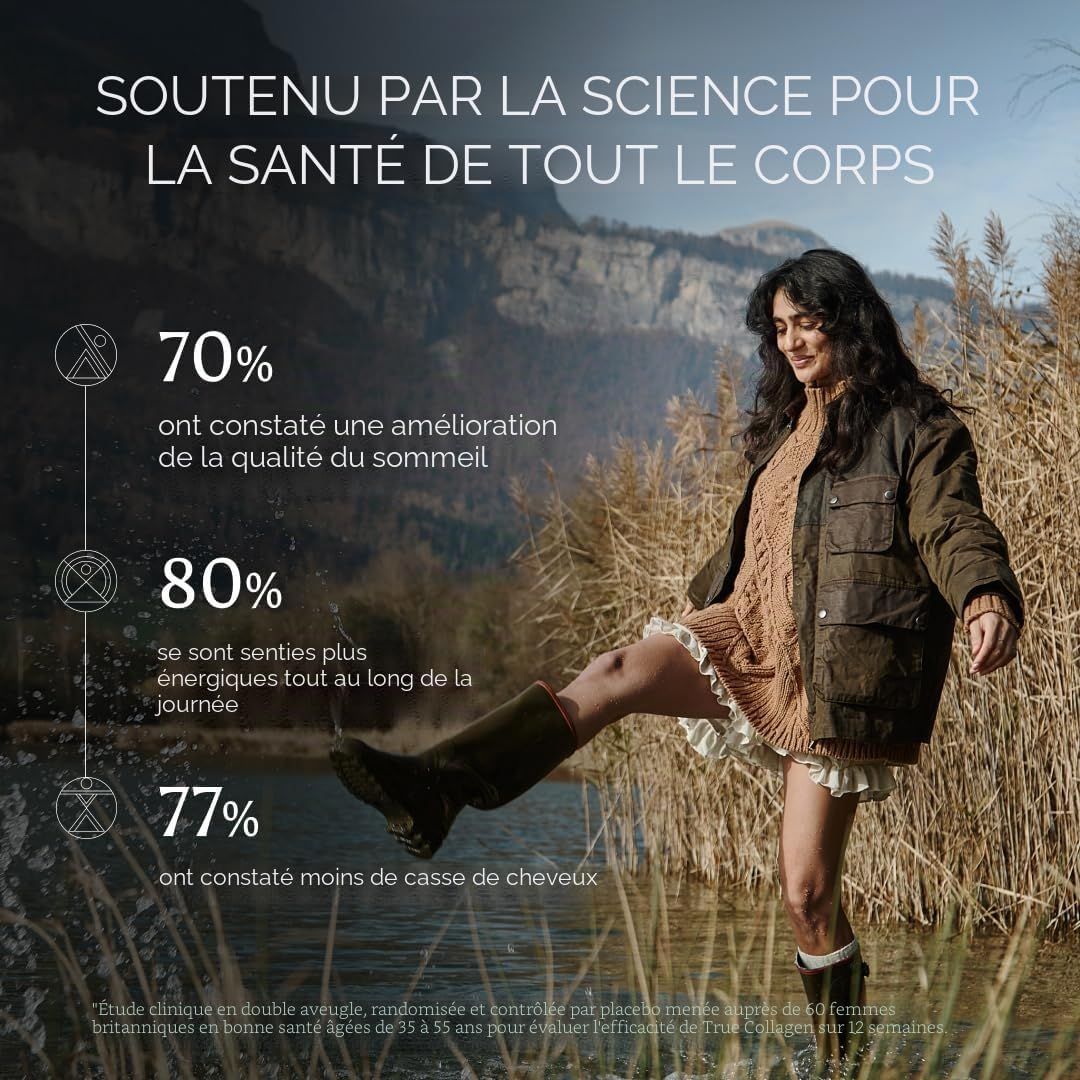 Femme en extérieur. Statistiques sur le sommeil, l'énergie et les cheveux.