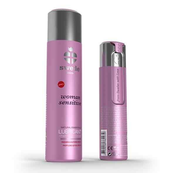 Twee Swede Original Lubricant Woman Sensitive flessen, één geopend.