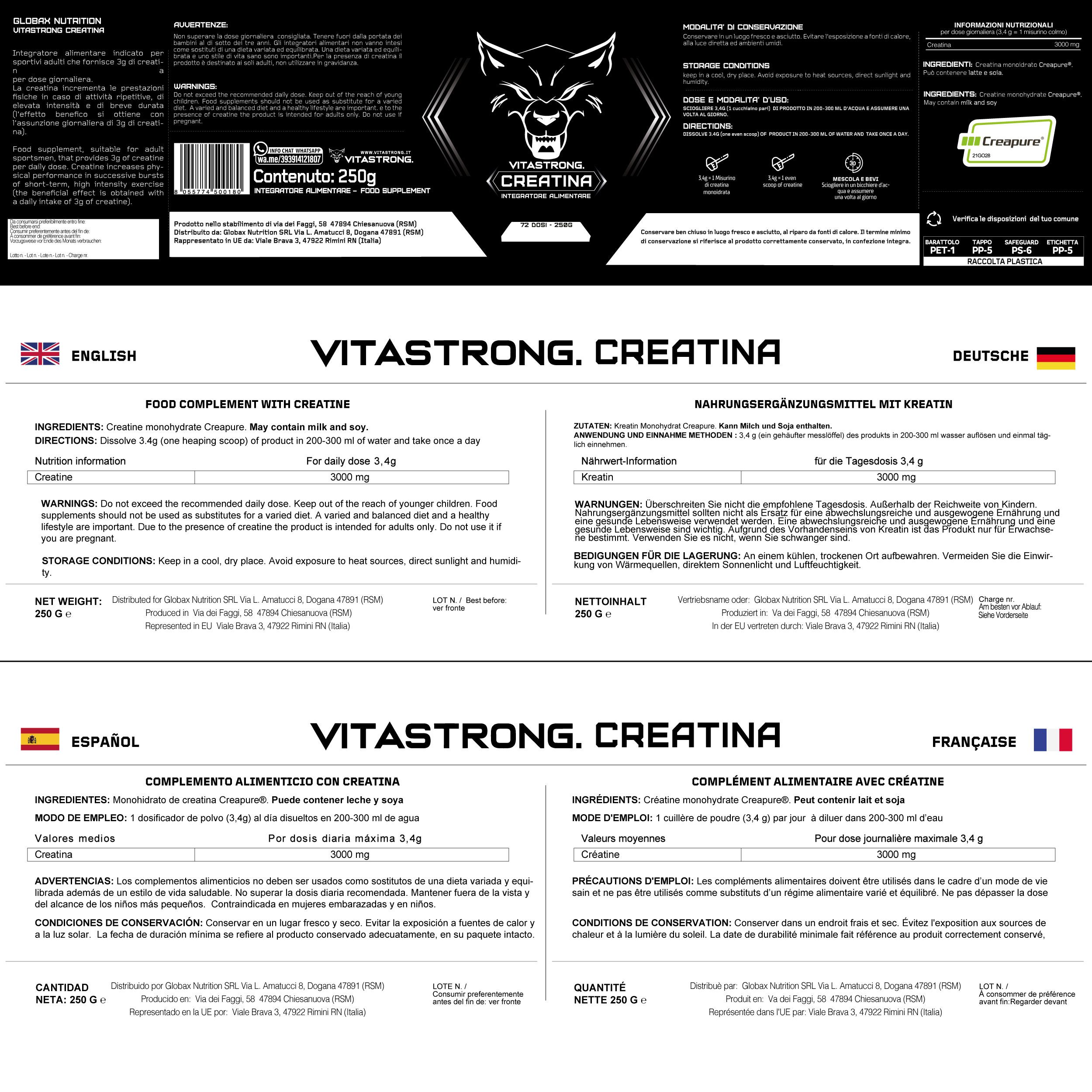 Vitastrong Créatine Creapure® 250G