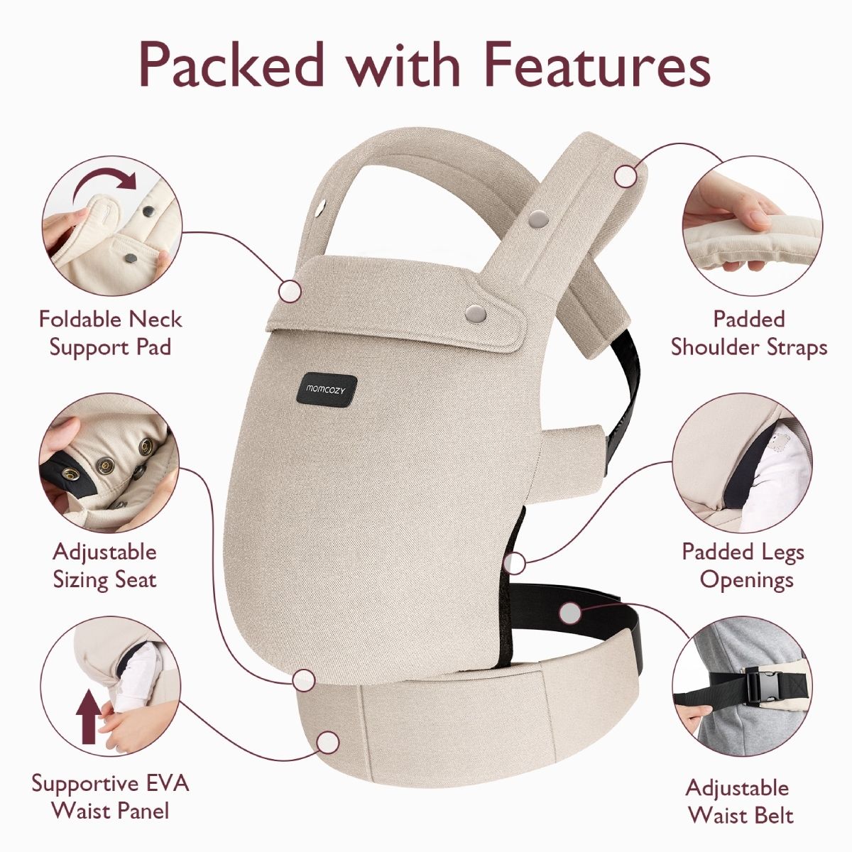 Momcozy draagzak van katoen, kaki