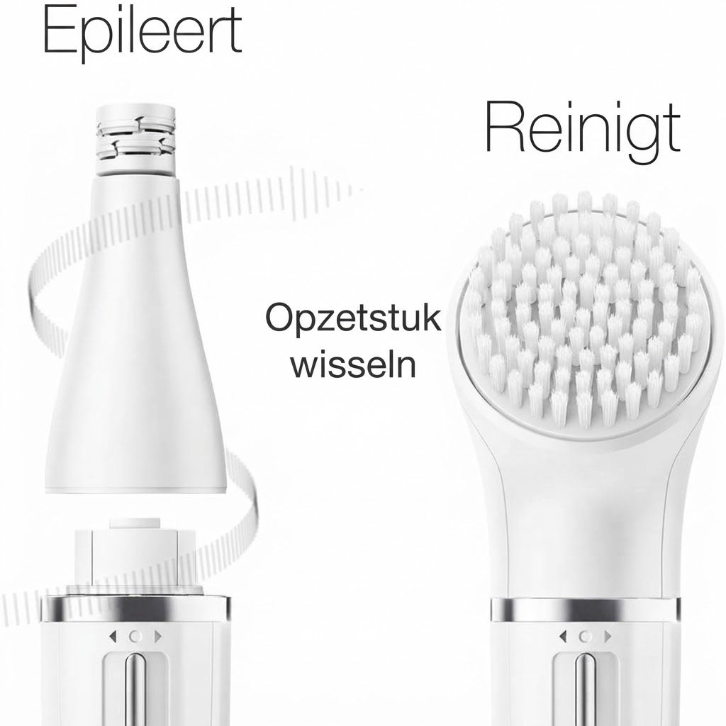Braun FaceSpa: opzetstuk wisselen van epileren naar reinigen.
