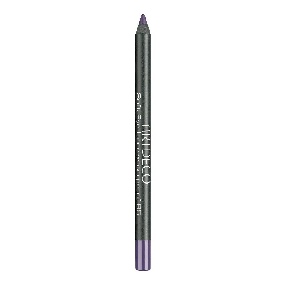 Een enkel paars oogpotlood. Tekst: Soft Eye Liner Waterproof 85, ARTDECO.