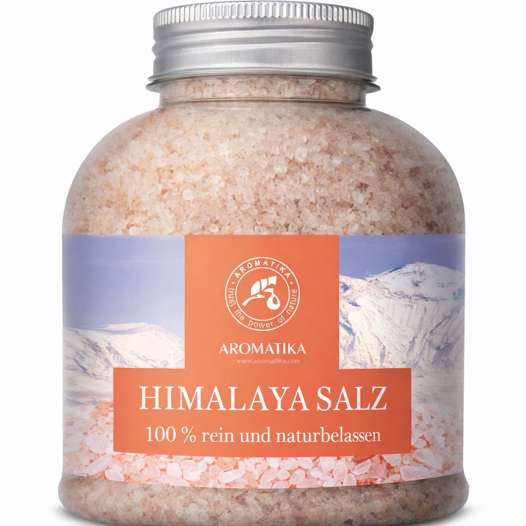 Bouteille de sel rose de l'Himalaya, marque AROMATIKA, 100% pur et naturel.