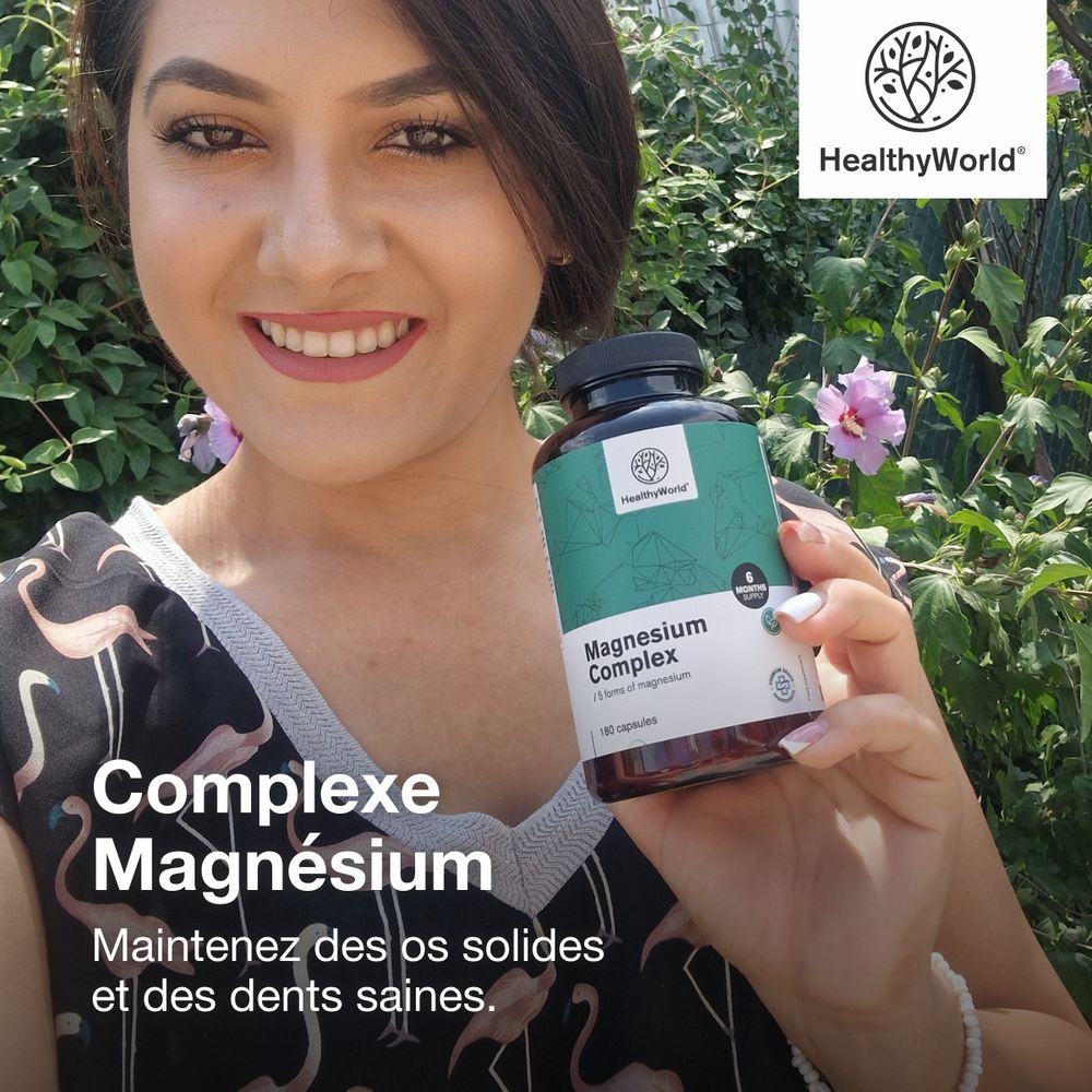 Complexe de magnésium : 5 formes de magnésium pour des résultats optimaux, 180 gélules.