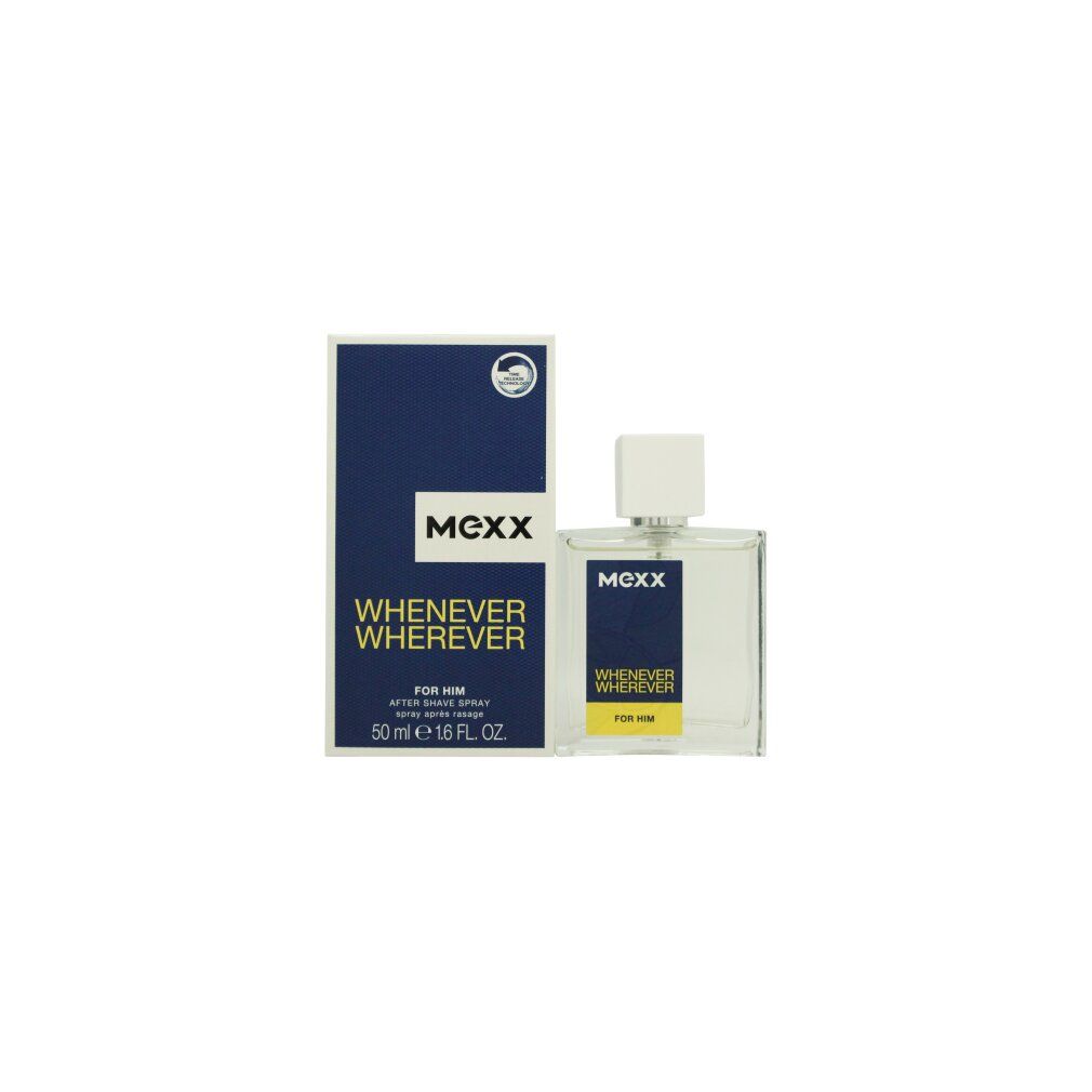 Flacon et emballage avec logo et texte. Inscription: Whenever Wherever, For Him. 50 ml.