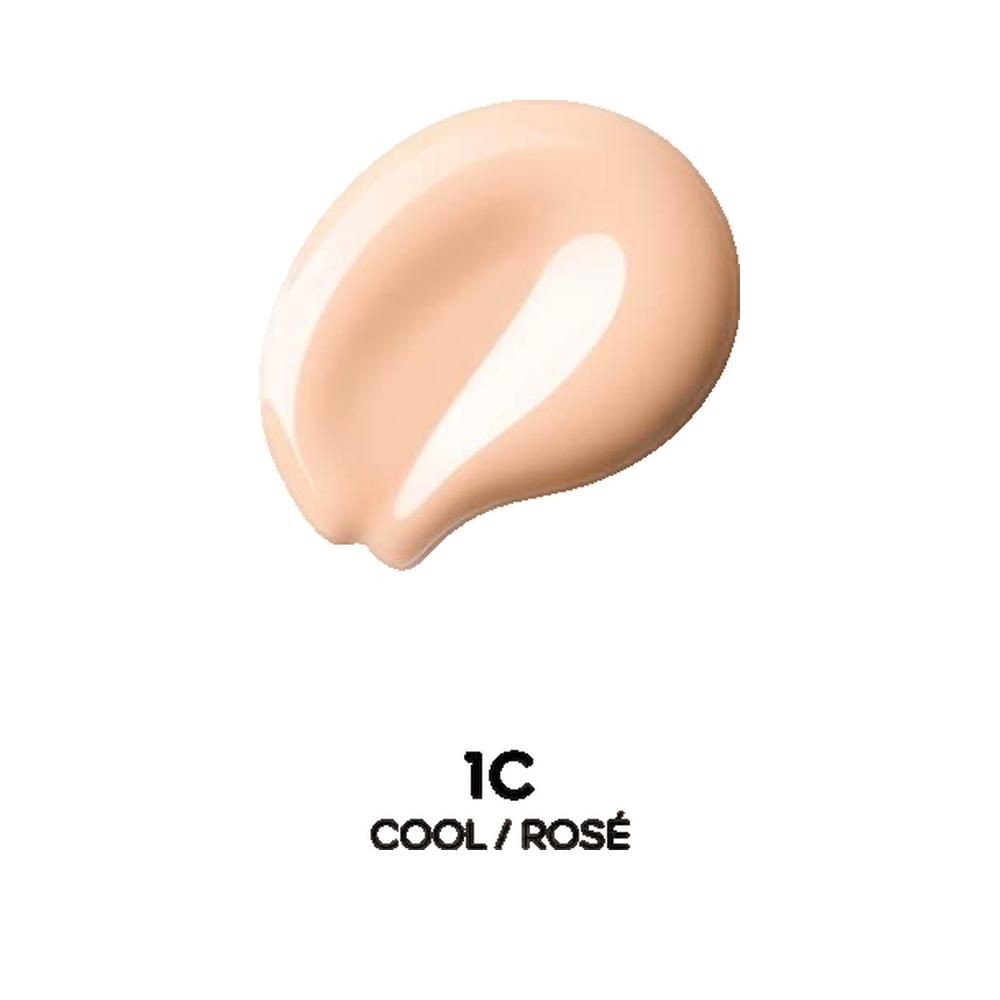 Échantillon de maquillage pêche. En dessous: 1C COOL/ROSÉ.