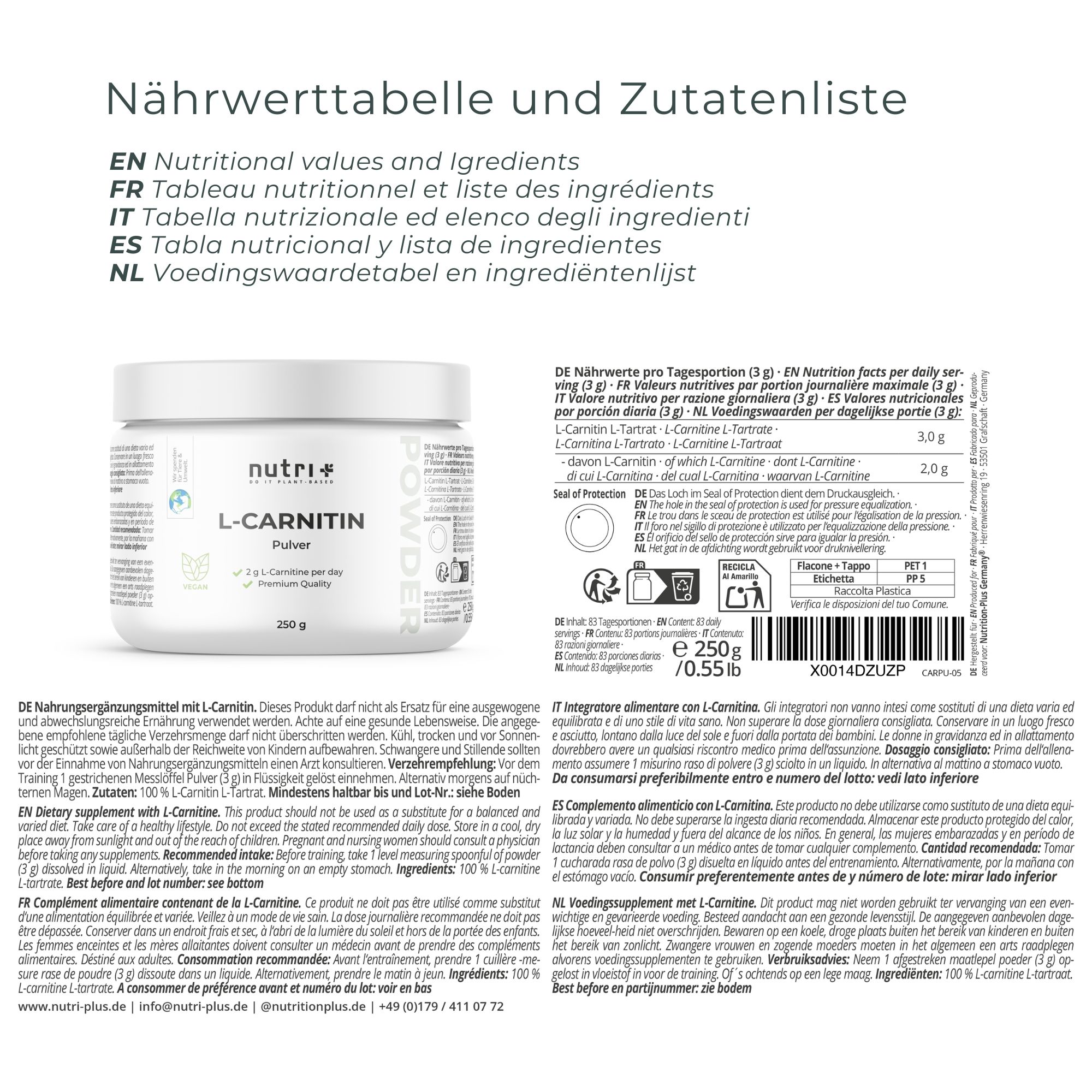 Vergelijking L-Carnitine poeder: voordelen zoals oplosbaarheid, zuiverheid, herkomst vs nadelen.