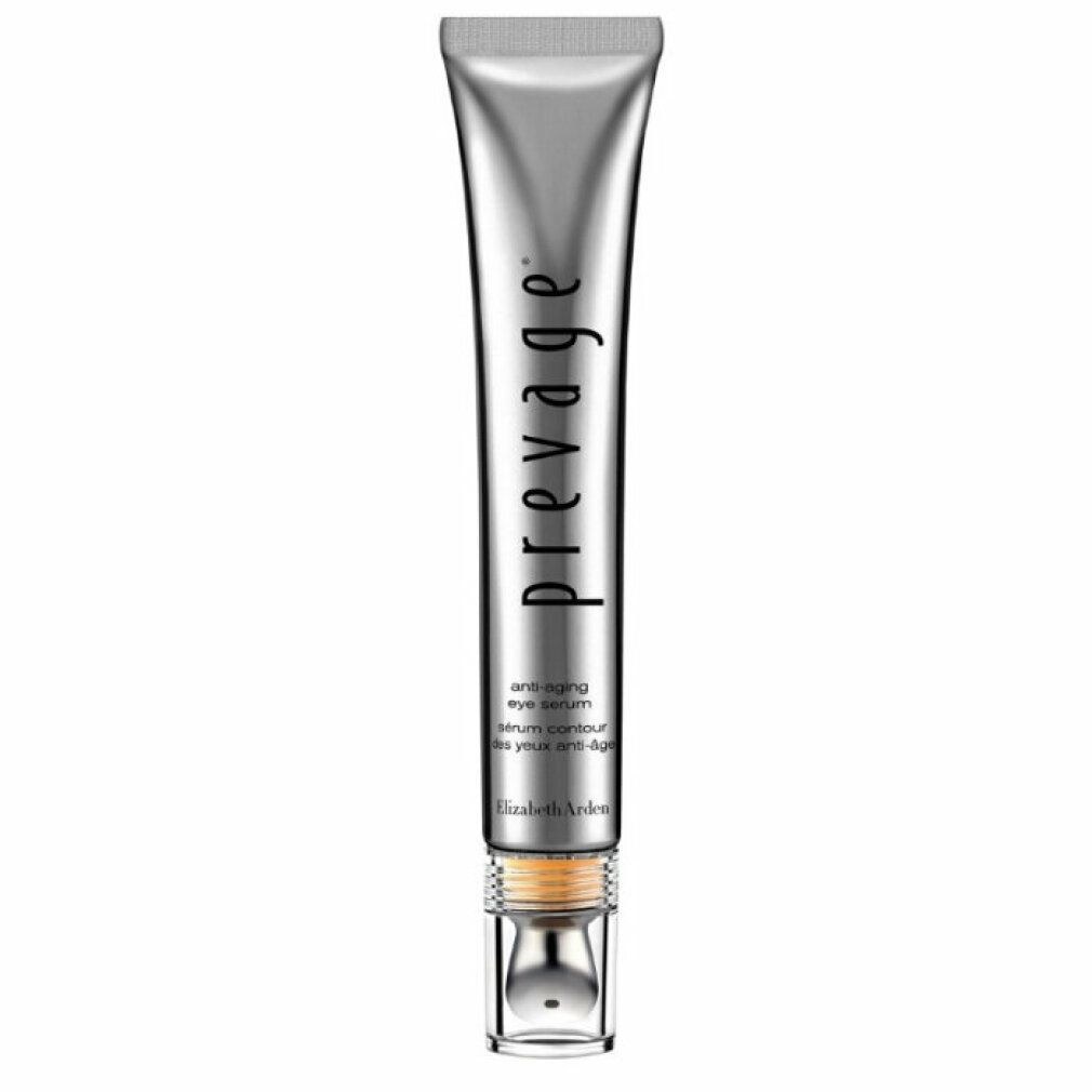 Zilverkleurige tube met "prevage". Anti-aging oogserum. Kogelapplicator. Merk: Elizabeth Arden.