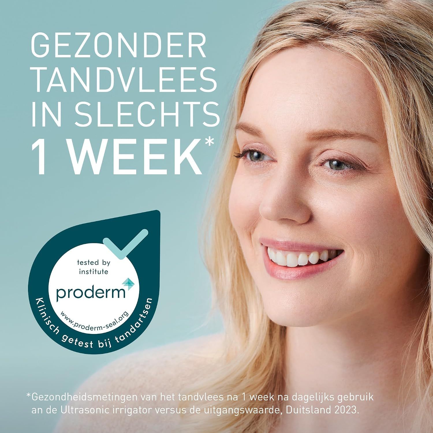 Waterstraal reinigt tanden en beugels; voor geavanceerde mondzorg.