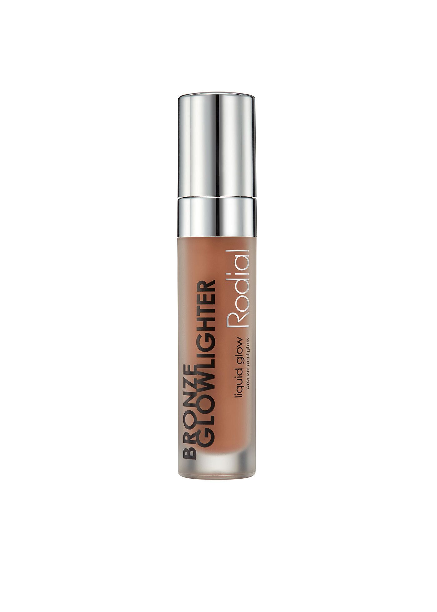 Rodial Bronze Glowlighter, vloeibare bronzer in een transparante fles met zilveren applicator.