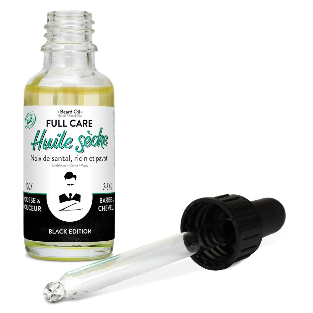 Monsieur BARBIER - Huile sèche à barbe et cheveux certifiée BIO black edition