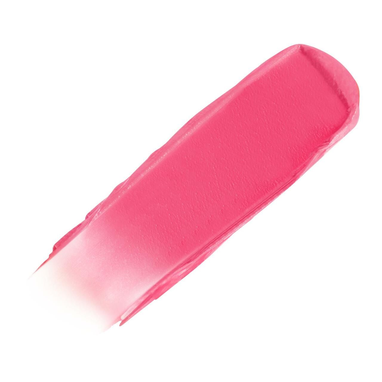 Un échantillon de rouge à lèvres rose vif avec une finition mate.