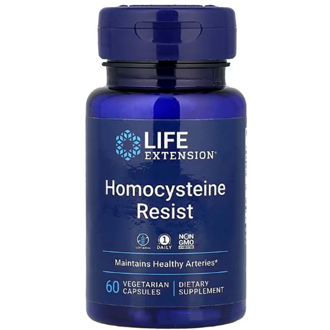 Dos d'un flacon bleu avec « Supplement Facts ». Contient riboflavine, B6, folate et B12. Fabricant : Life Extension.