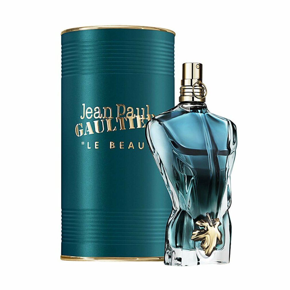 Flacon Jean Paul Gaultier "Le Beau" en forme de torse masculin, avec boîte. Détails dorés.