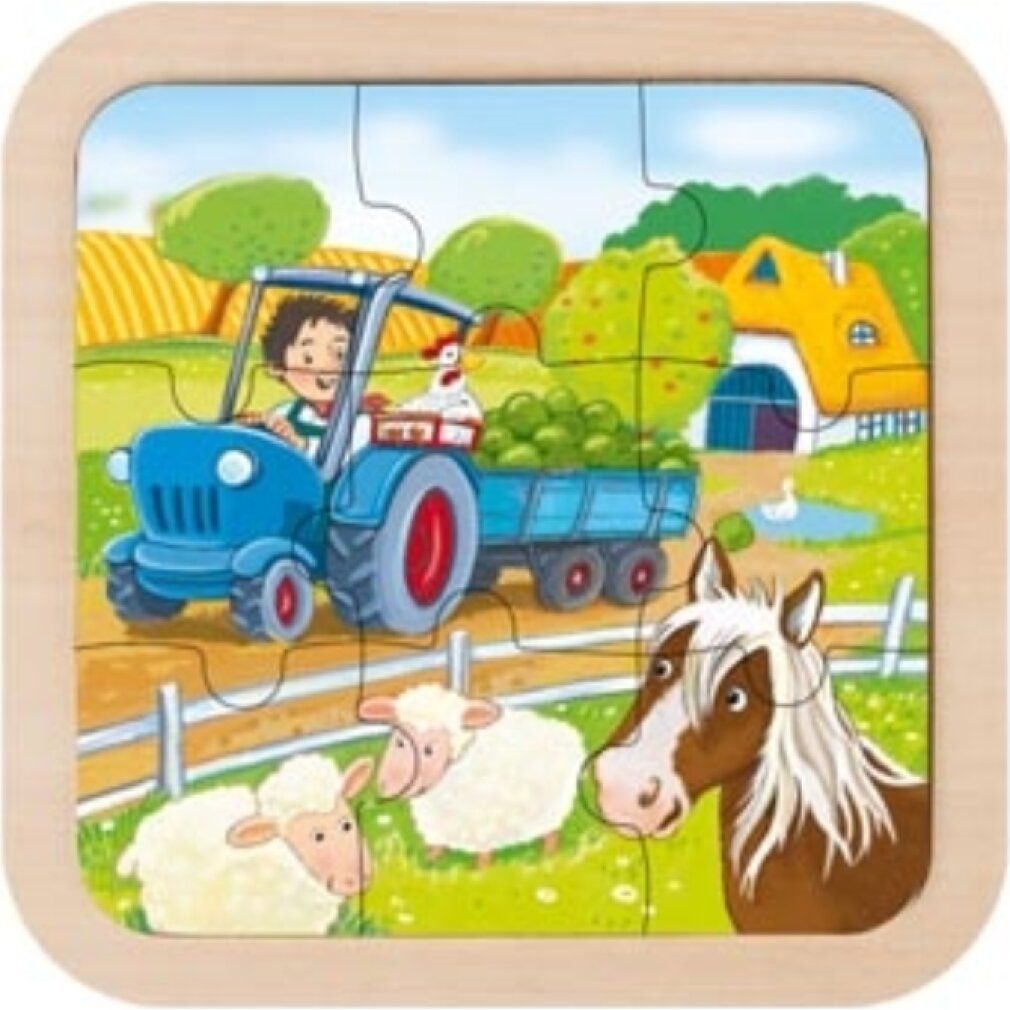 goki hout puzzel brandweermannen 9 Delen